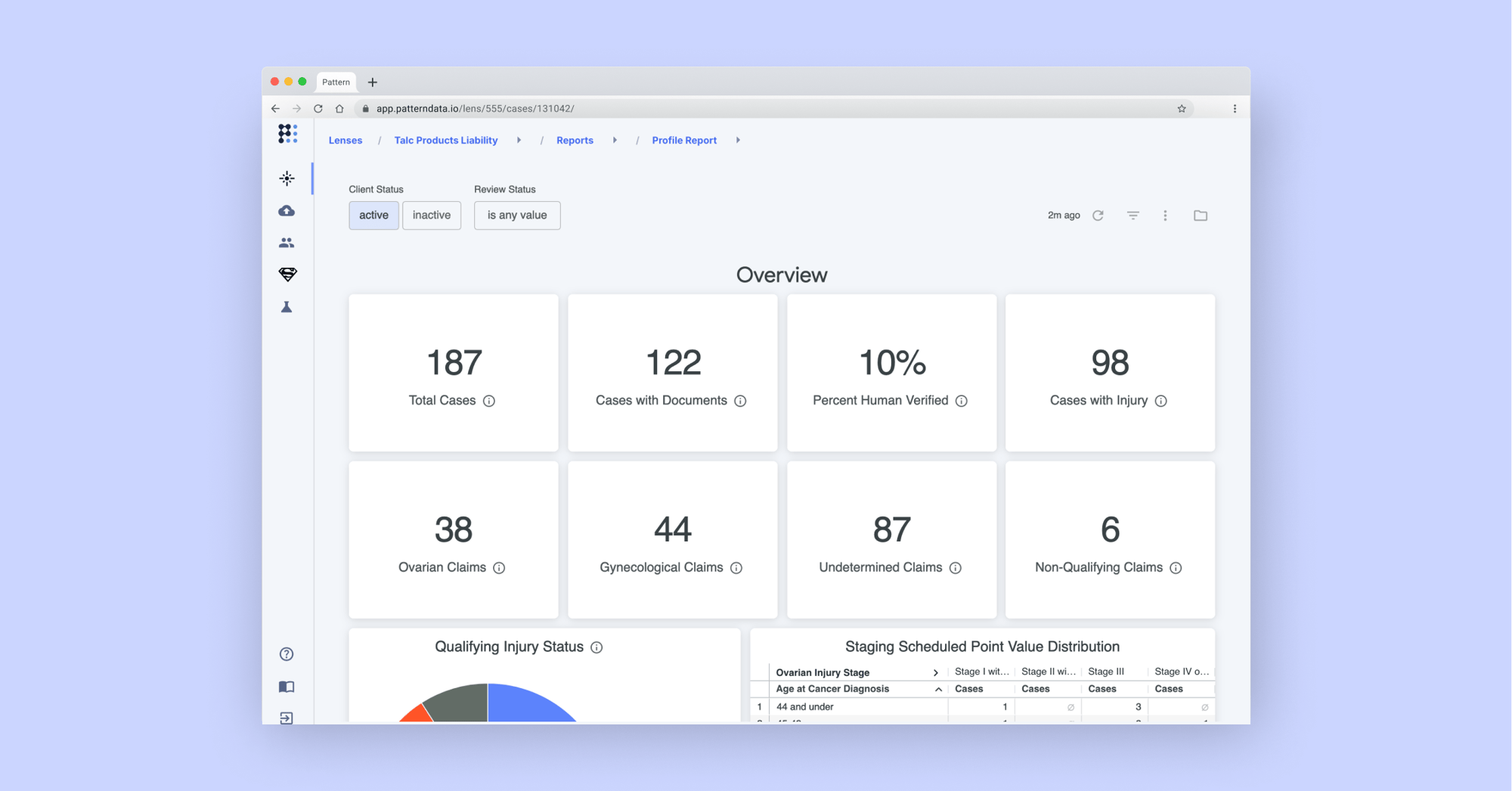 Johnson & Johnson Talc lawsuit dashboard for law firms