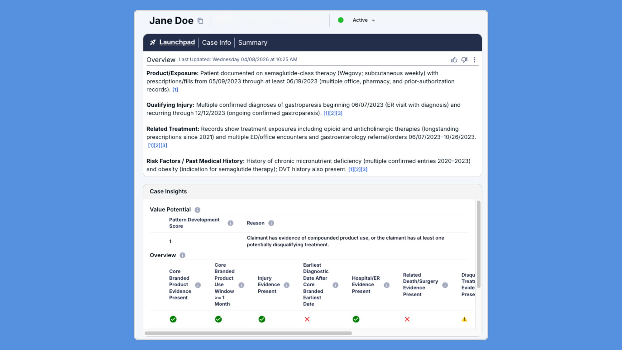 Generate claimant profiles