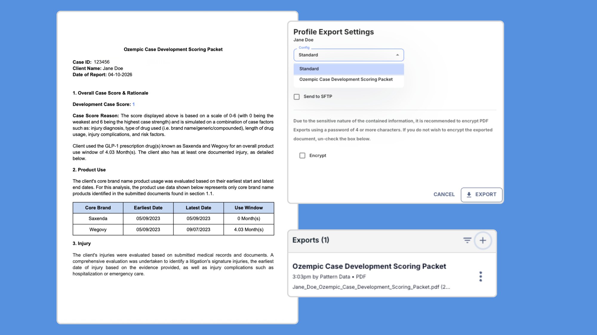 Generate claimant work product.