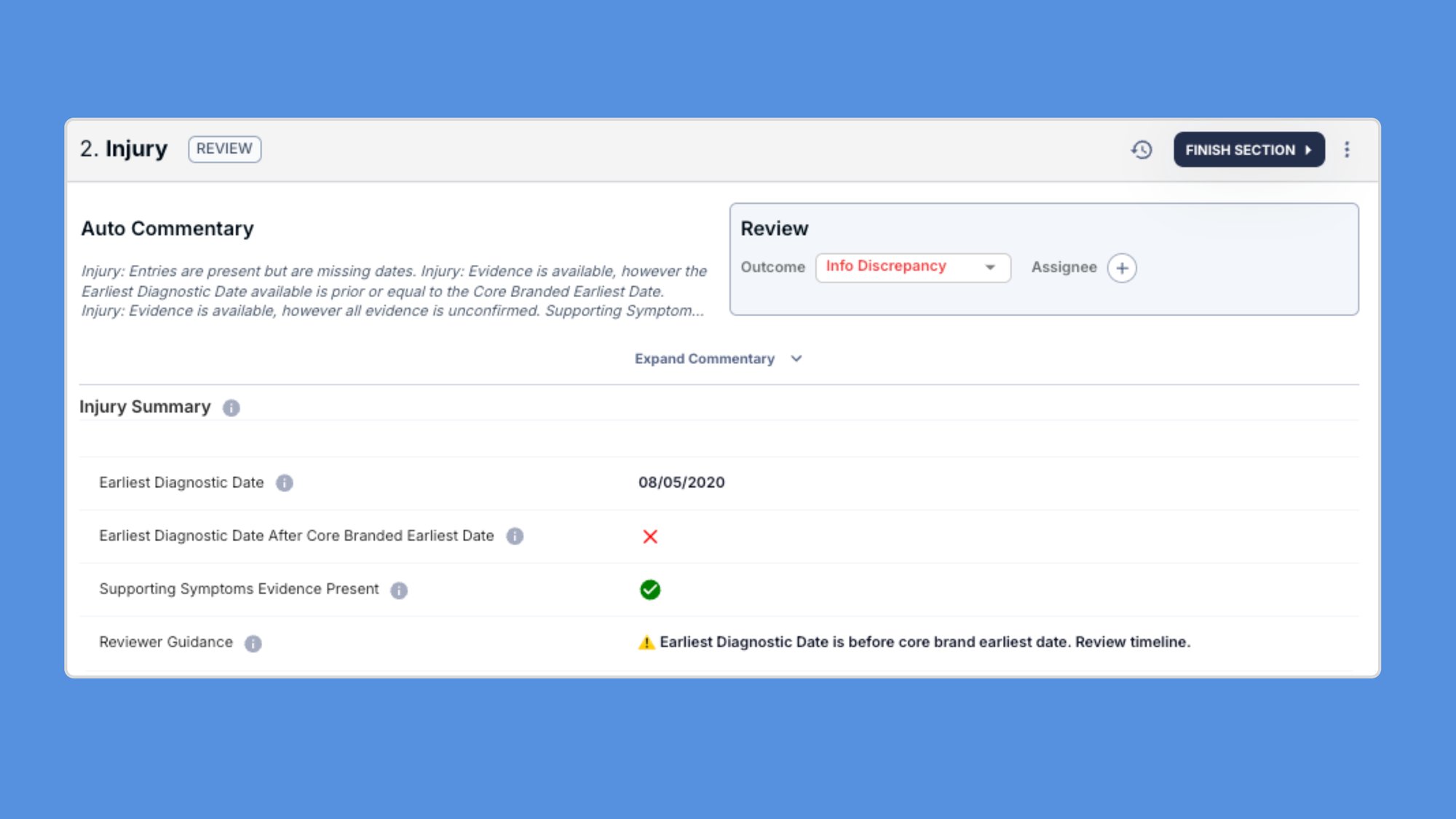 Reviewer guidance built into every profile